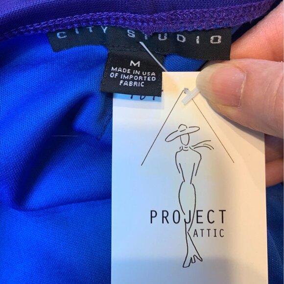 Vintage Y2K Cocktail Slip Dress Royal Purple Beaded Pleated Size Medium - Picture 6 of 7